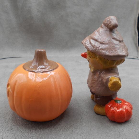 Vintage Halloween Ceramic Riverview Randy Scarecrow w/Pumpkin Lot - Picture 4 of 8